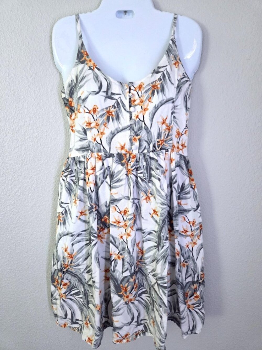 Rip Curl Diamond Bay Tropical Mini Sundress White Gray Orange Women's Size XS - Picture 3 of 14